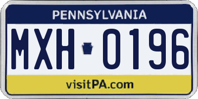 PA license plate MXH0196