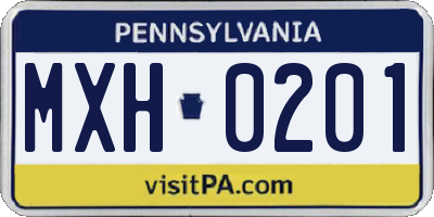 PA license plate MXH0201