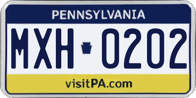 PA license plate MXH0202
