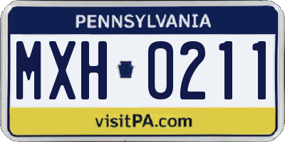 PA license plate MXH0211