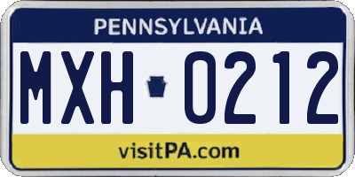 PA license plate MXH0212