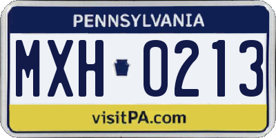PA license plate MXH0213