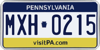 PA license plate MXH0215