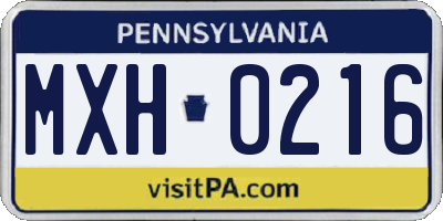 PA license plate MXH0216