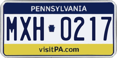 PA license plate MXH0217