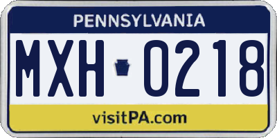 PA license plate MXH0218