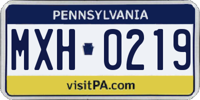 PA license plate MXH0219