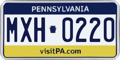 PA license plate MXH0220