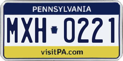 PA license plate MXH0221