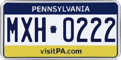 PA license plate MXH0222