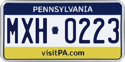 PA license plate MXH0223