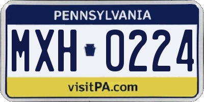 PA license plate MXH0224