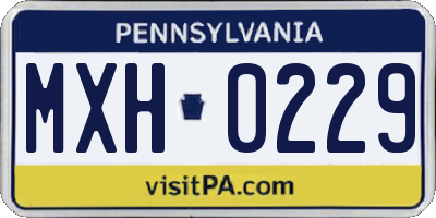 PA license plate MXH0229