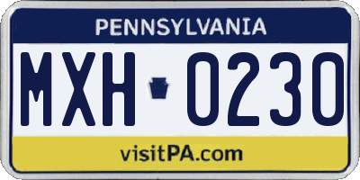PA license plate MXH0230