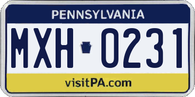 PA license plate MXH0231