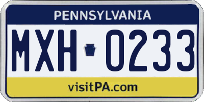 PA license plate MXH0233