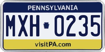 PA license plate MXH0235
