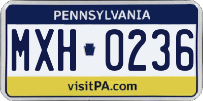 PA license plate MXH0236