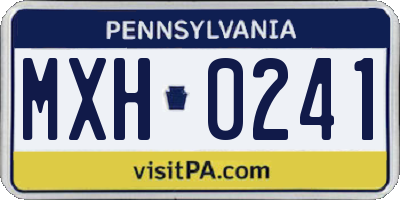 PA license plate MXH0241