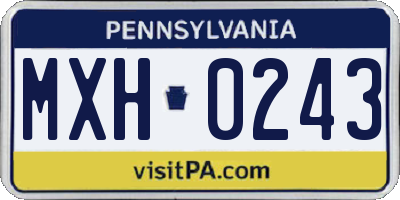 PA license plate MXH0243