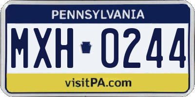 PA license plate MXH0244