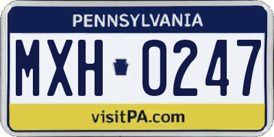 PA license plate MXH0247