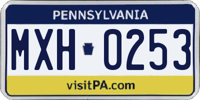 PA license plate MXH0253