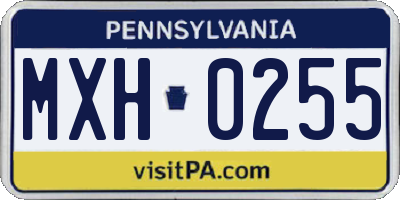 PA license plate MXH0255