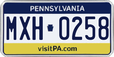 PA license plate MXH0258
