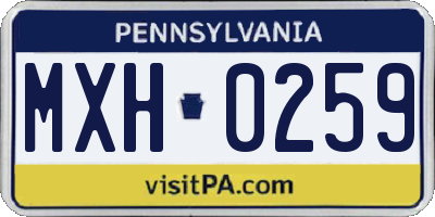 PA license plate MXH0259