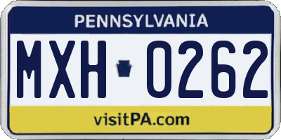 PA license plate MXH0262