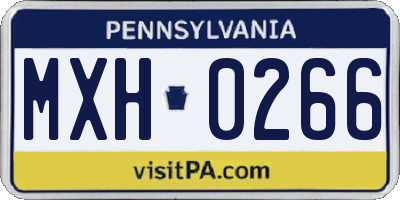 PA license plate MXH0266