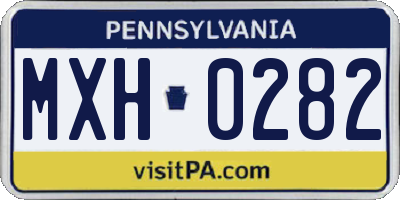 PA license plate MXH0282