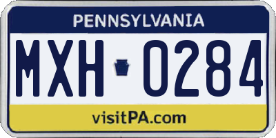 PA license plate MXH0284