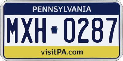 PA license plate MXH0287