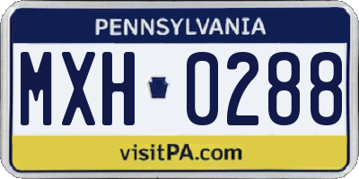 PA license plate MXH0288