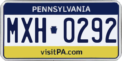 PA license plate MXH0292