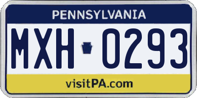 PA license plate MXH0293
