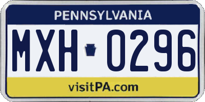 PA license plate MXH0296