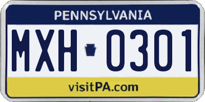 PA license plate MXH0301