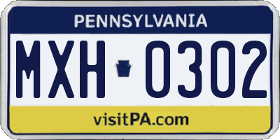 PA license plate MXH0302