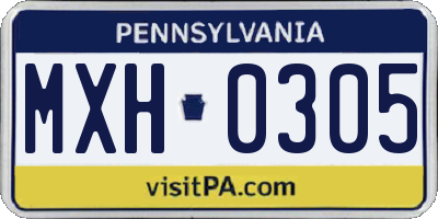 PA license plate MXH0305