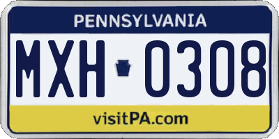 PA license plate MXH0308