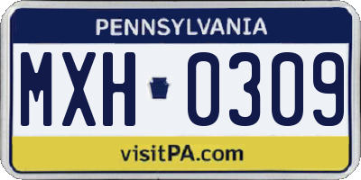 PA license plate MXH0309