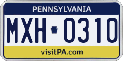 PA license plate MXH0310