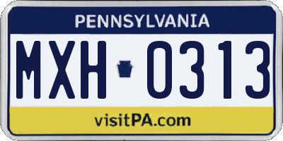 PA license plate MXH0313