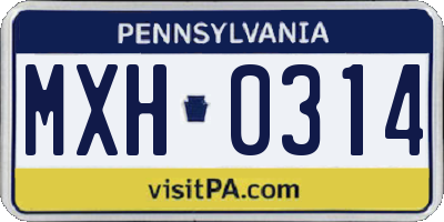 PA license plate MXH0314