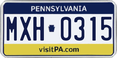 PA license plate MXH0315