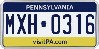 PA license plate MXH0316