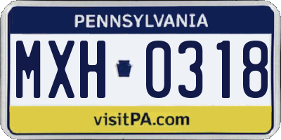 PA license plate MXH0318